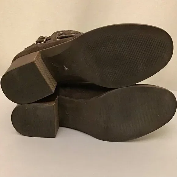 Koolaburra UGG 10 Gordana 1020132 Suede Ankle Boots Brown Booties Chunky Heels - Picture 8 of 12